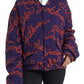 Purple Logo Print Nylon Button Down Jacket
