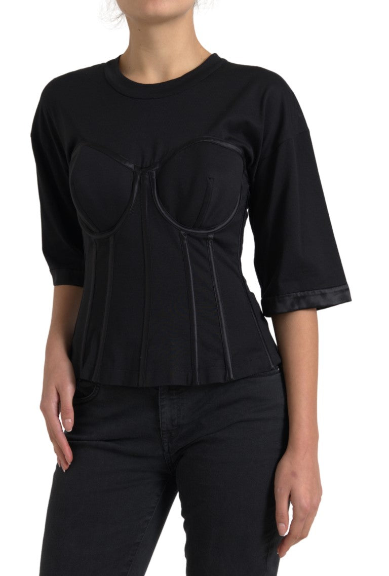 Timeless Black Silk Blend Corset Top