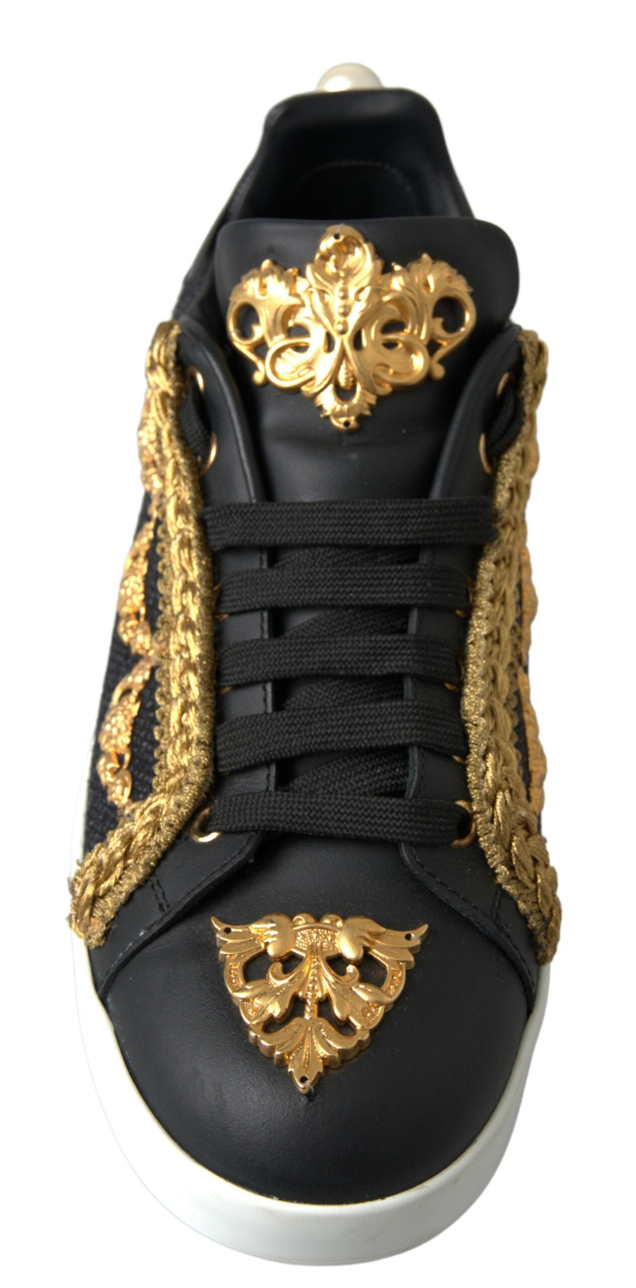 Elegant Portofino Sneakers in Black & Gold