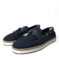 Navy Blue Slip On Men Moccasin Loafers Shoes