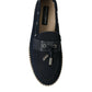 Navy Blue Slip On Men Moccasin Loafers Shoes