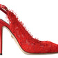 Red Taormina Lace Slingback Heels Pumps Shoes