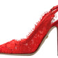 Red Taormina Lace Slingback Heels Pumps Shoes