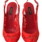 Red Taormina Lace Slingback Heels Pumps Shoes