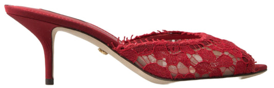 Red Taormina Lace Heels Sandals