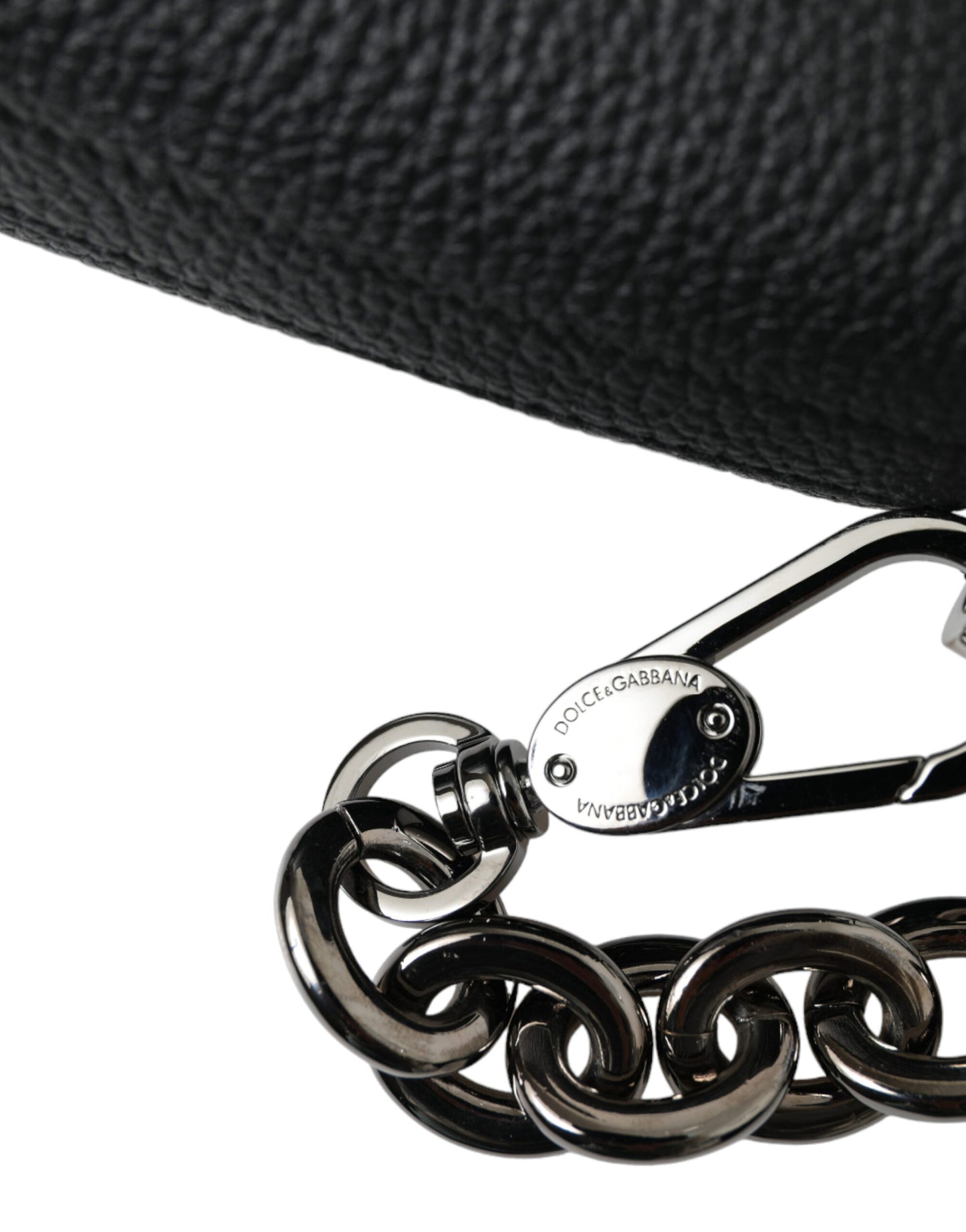 Black Leather Chain Strap Baguette Shoulder Bag