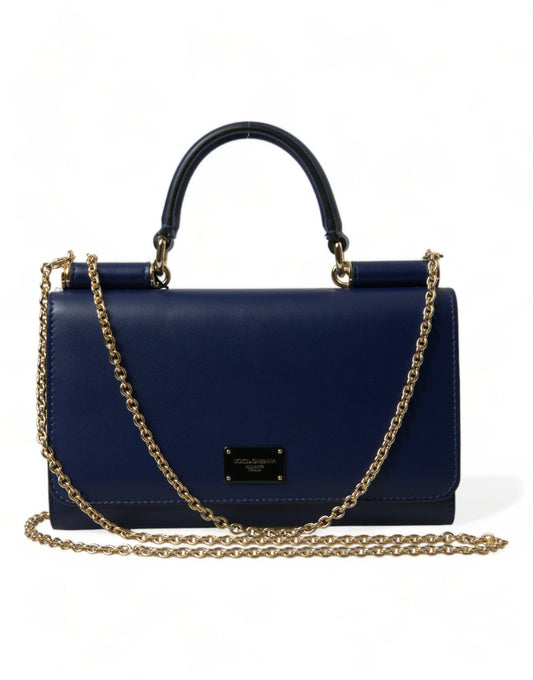 Dark Blue Leather Crossbody Phone Shoulder Bag