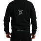 Black Cotton Blend Logo Pullover Sweater