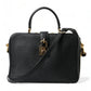 Black Leather Rosaria Box Top Handle Shoulder Bag
