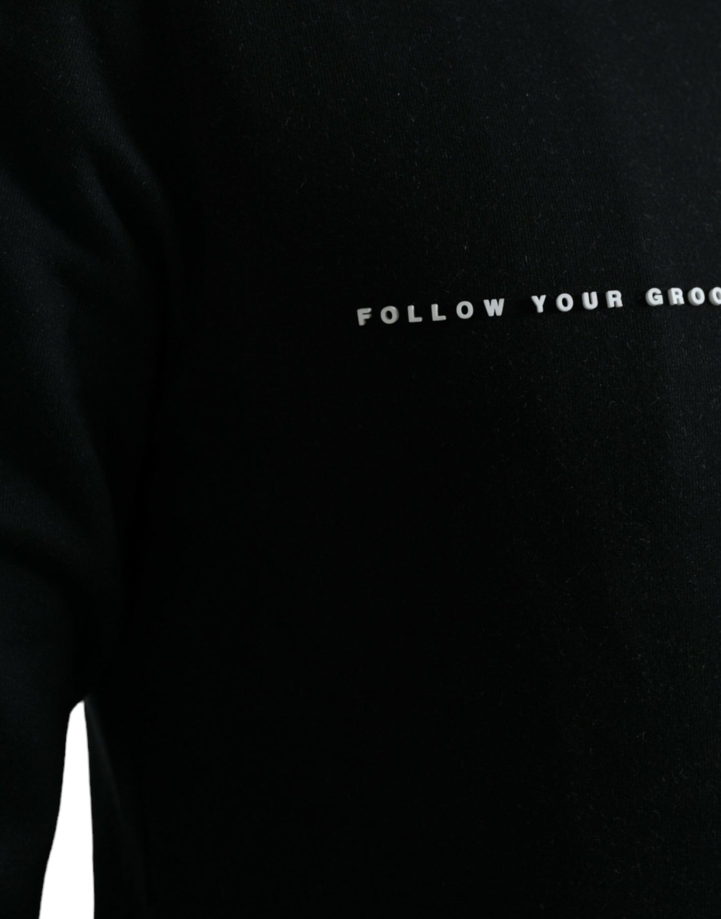 Black Cotton Blend Logo Pullover Sweater