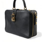 Black Leather Rosaria Box Top Handle Shoulder Bag
