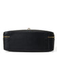 Black Leather Rosaria Box Top Handle Shoulder Bag
