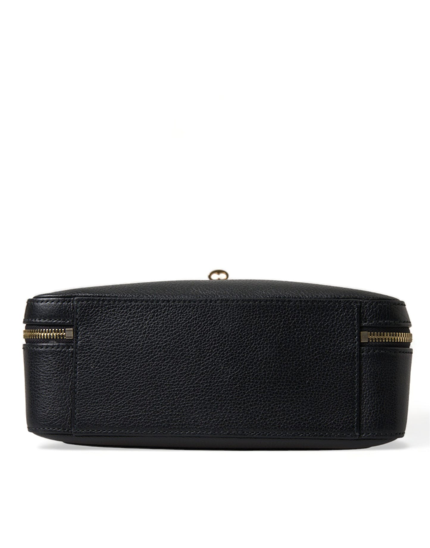 Black Leather Rosaria Box Top Handle Shoulder Bag