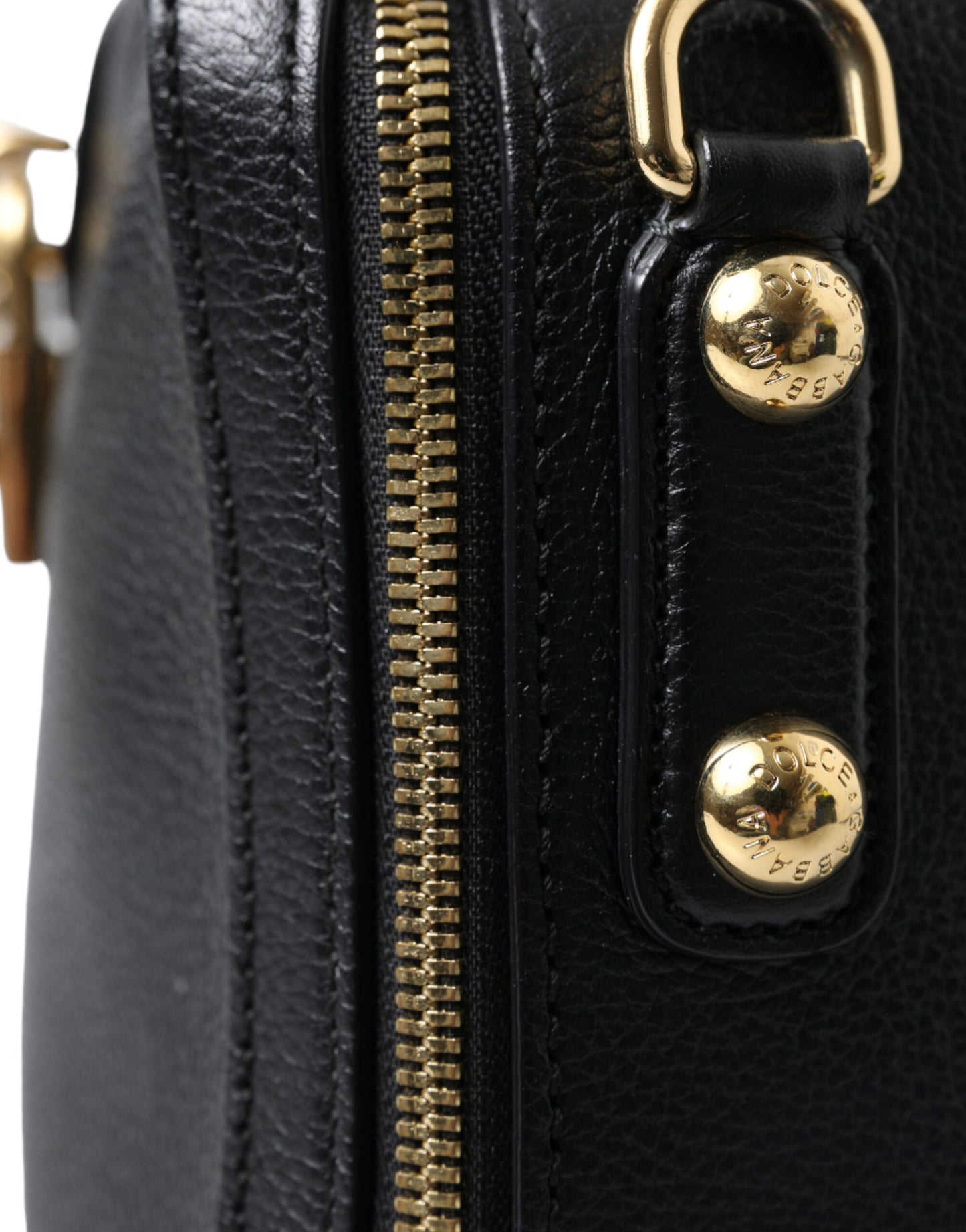 Black Leather Rosaria Box Top Handle Shoulder Bag