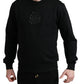 Black Cotton Round Neck Pullover Logo Sweater