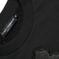 Black Cotton Round Neck Pullover Logo Sweater