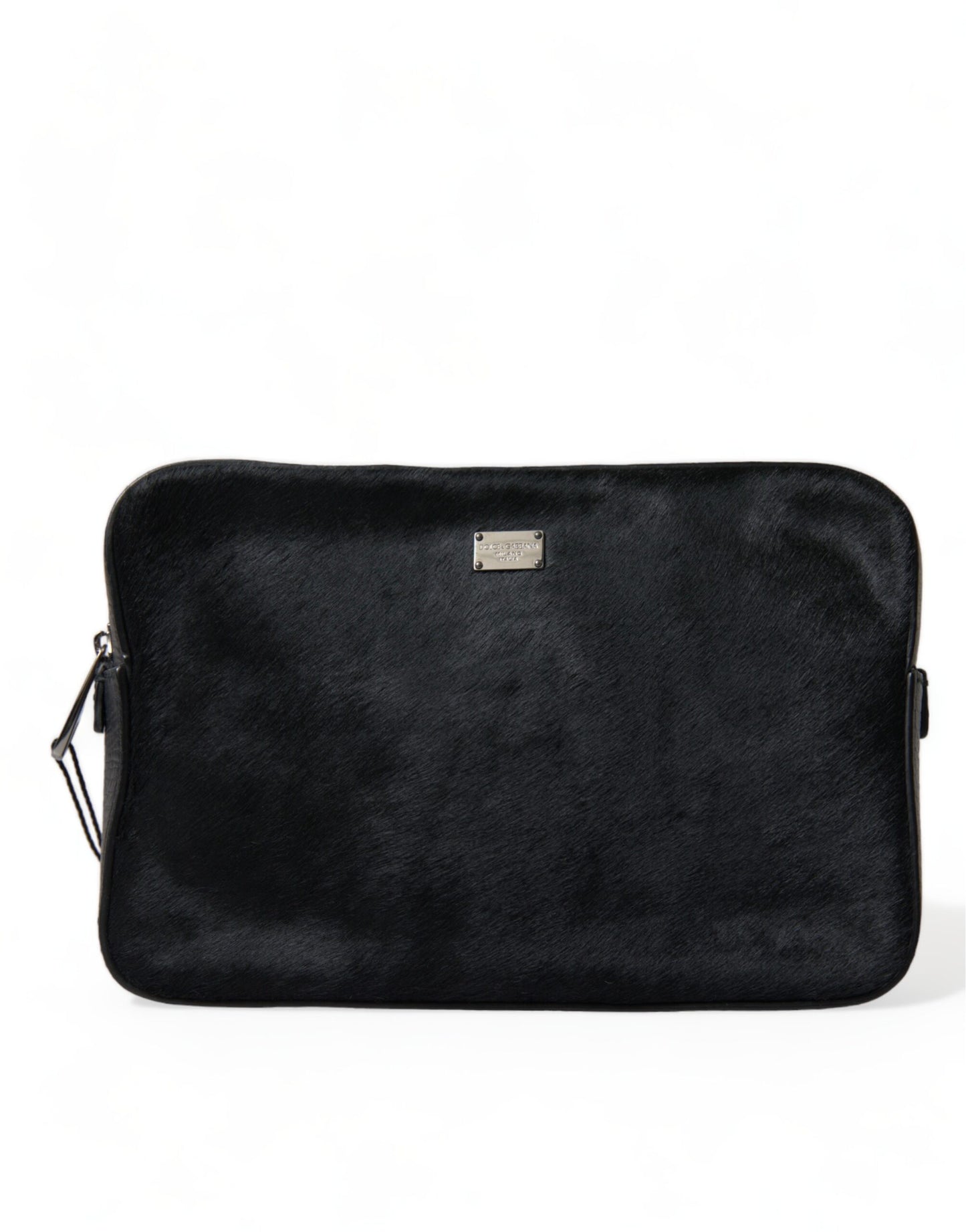 Black Calfskin Leather Bee Embellished Clutch Bag