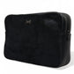 Black Calfskin Leather Bee Embellished Clutch Bag