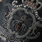 Black Calfskin Leather Bee Embellished Clutch Bag