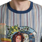 Multicolor Agosto Print Linen T-shirt