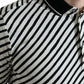 Black White Striped Cotton Polo T-shirt