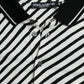 Black White Striped Cotton Polo T-shirt