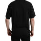 Black Cotton Logo Print Round Neck T-shirt