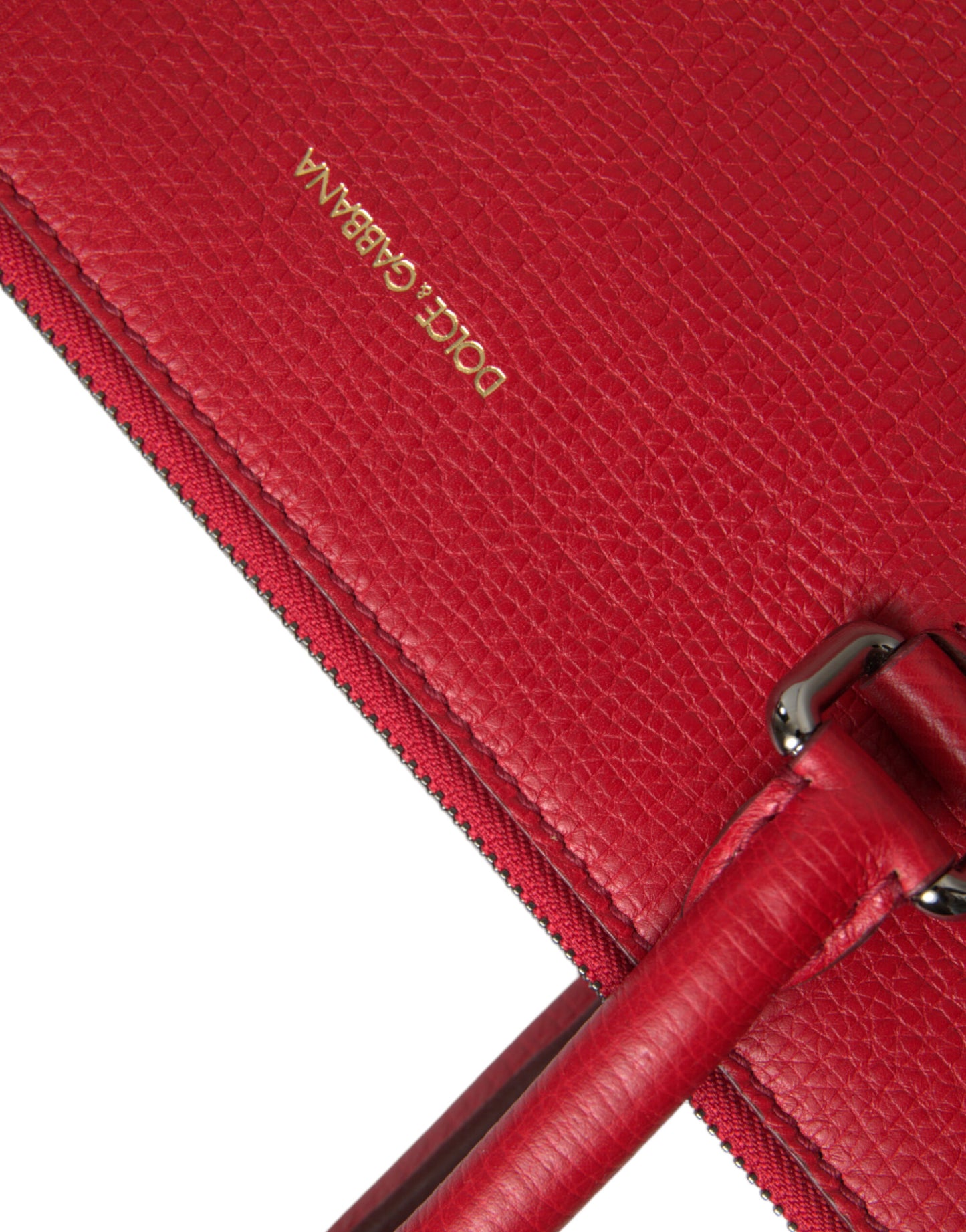 Red Calfskin Leather Logo Men Messenger Laptop Bag