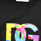 Black Cotton Logo Print Round Neck T-shirt