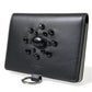 Black Leather Crystal Embellished Card Holder Wallet
