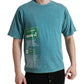 Blue Cotton Milano Street Round Neck T-shirt