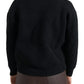Black Embroidered Crew Neck Pullover Sweater