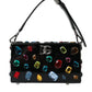 Black Plexi Multicolor Crystal Logo Shoulder Bag
