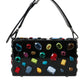 Black Plexi Multicolor Crystal Logo Shoulder Bag