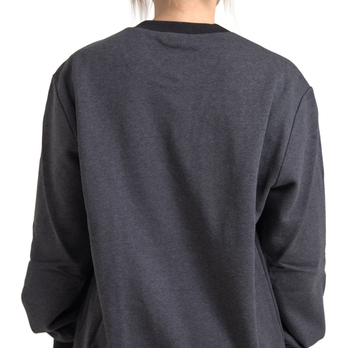 Dark Gray Cotton Crew Neck Pullover Sweater