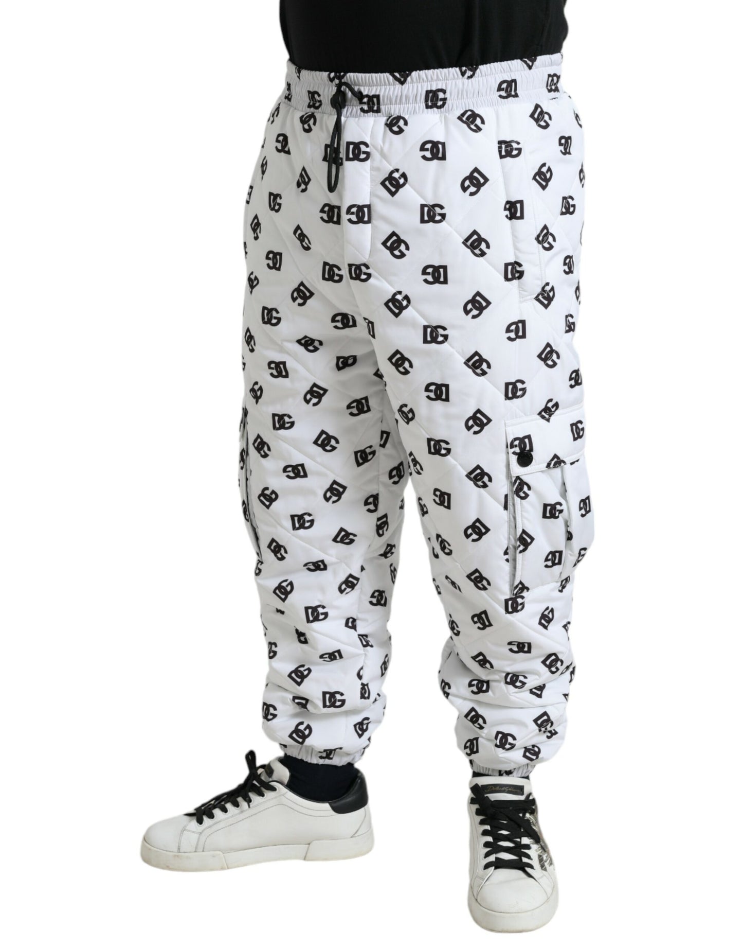 White Logo DG Print Men Jogger Sweatpants Pants