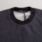 Dark Gray Cotton Crew Neck Pullover Sweater