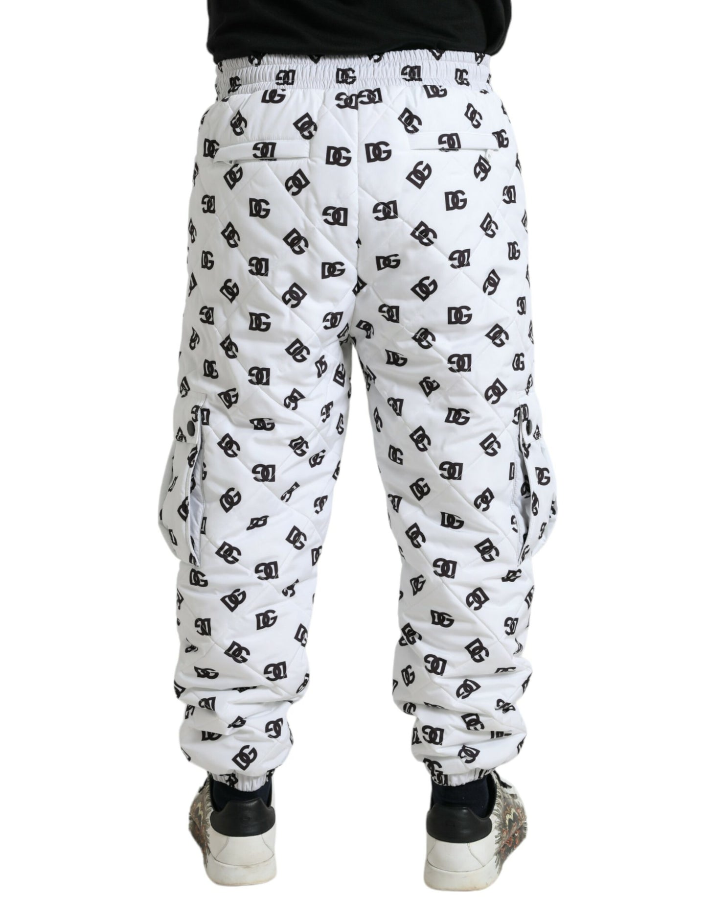 White Logo DG Print Men Jogger Sweatpants Pants