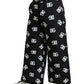 Black Logo DG Print Wide Leg Pants
