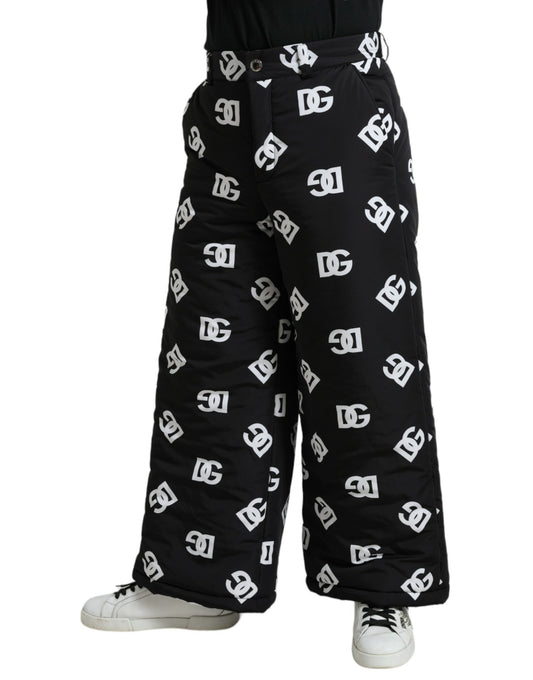 Black Logo DG Print Wide Leg Pants