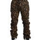 Brown Leopard Jacquard Jogger Pants