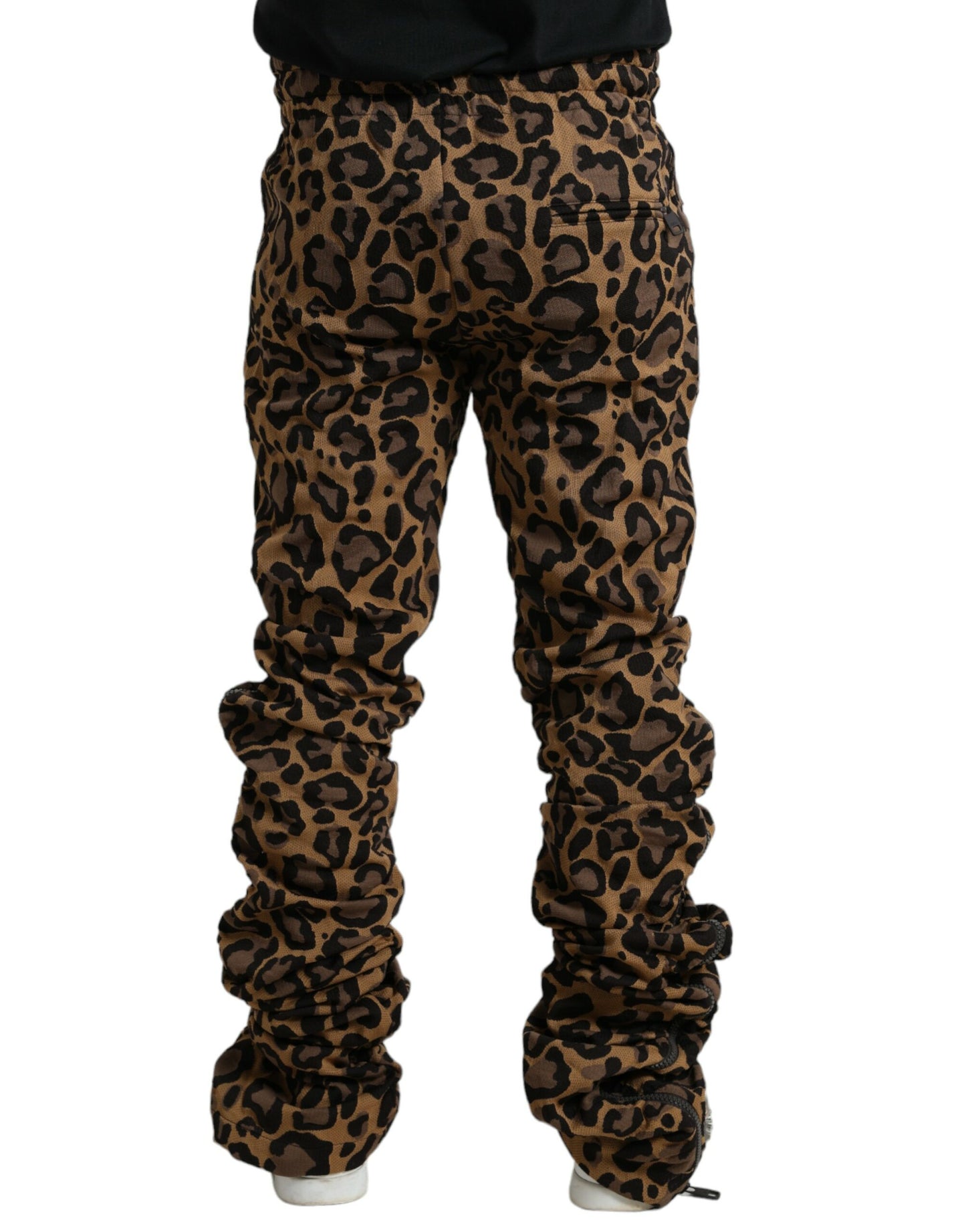 Brown Leopard Jacquard Jogger Pants