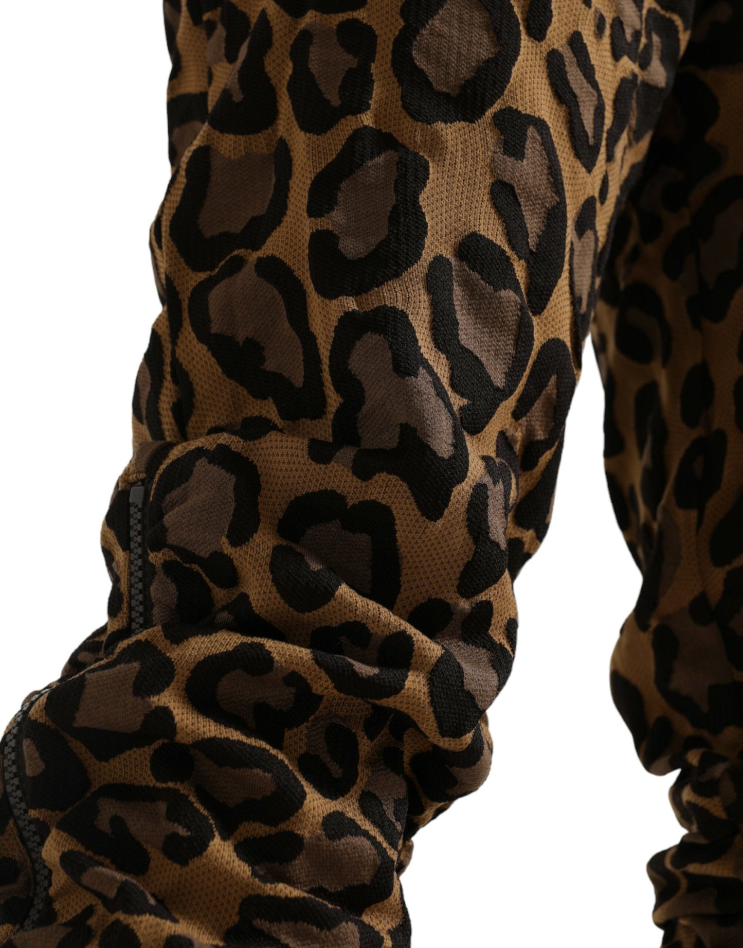 Brown Leopard Jacquard Jogger Pants