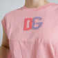 Pink Cotton DG Logo Crew Neck Tank T-shirt