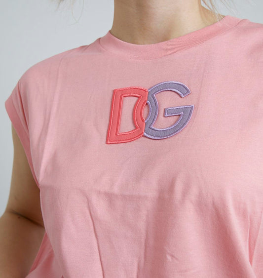 Pink Cotton DG Logo Crew Neck Tank T-shirt