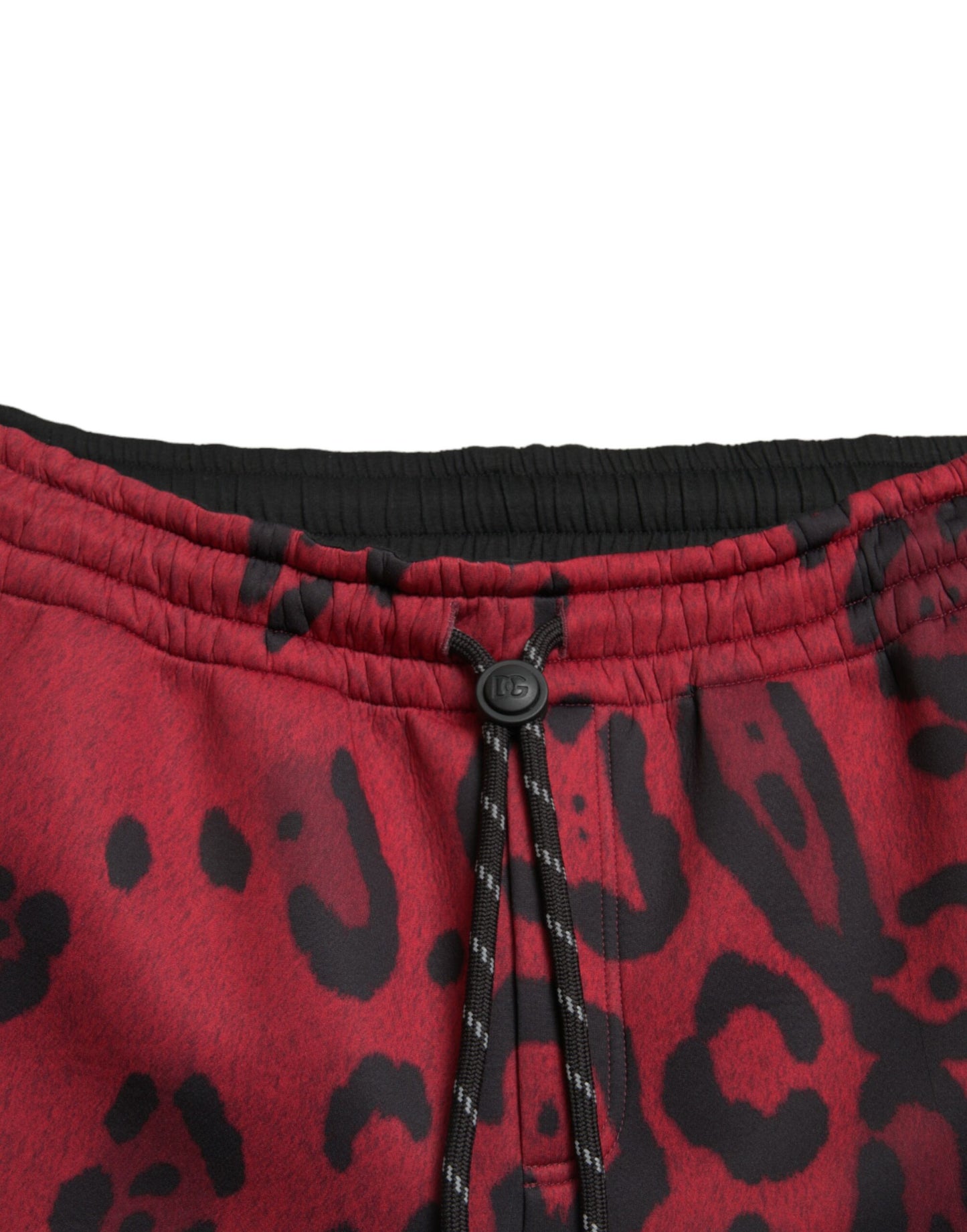 Red Black Leopard Print Stretch Jogger Pants