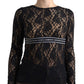 Elegant Black Round Neck Pullover Sweater