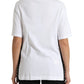 White Slogan Print Lacing Detailed T-shirt