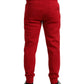 Red Cotton Blend Skinny Jogger Pants
