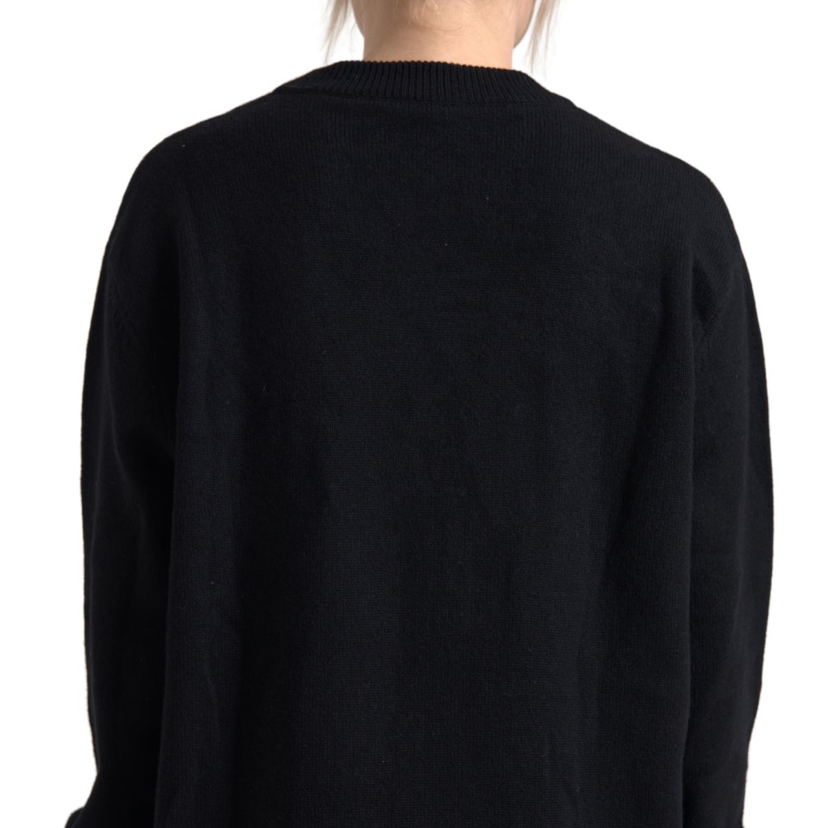 Elegant Black Cashmere Pullover Sweater